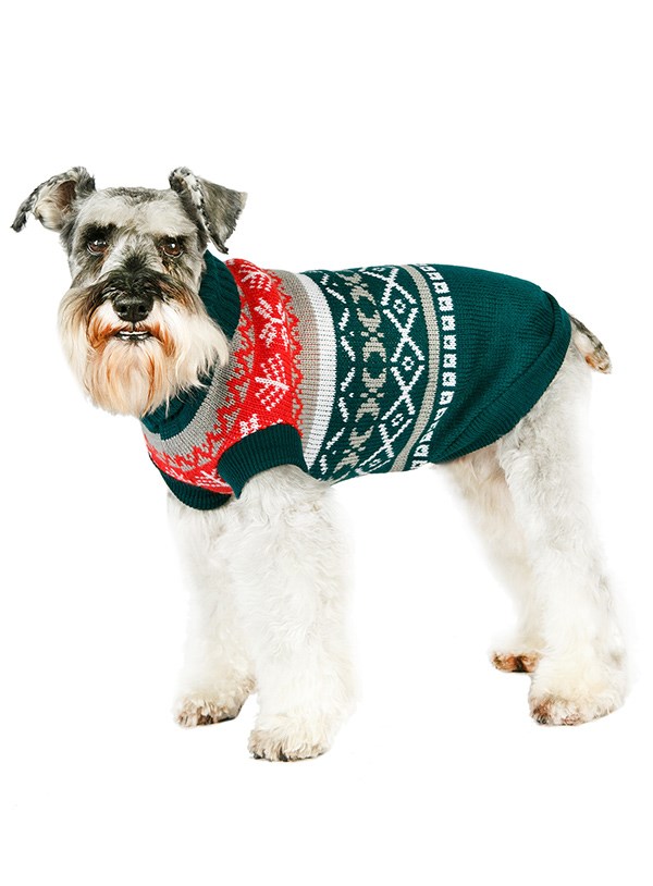 Green Fair Isle Vintage - Strikket Hundegenser