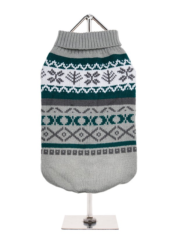 Grey Fair Isle Vintage Sweater - Strikket Hundegenser