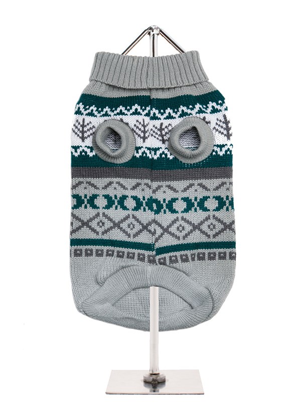 Grey Fair Isle Vintage Sweater - Strikket Hundegenser