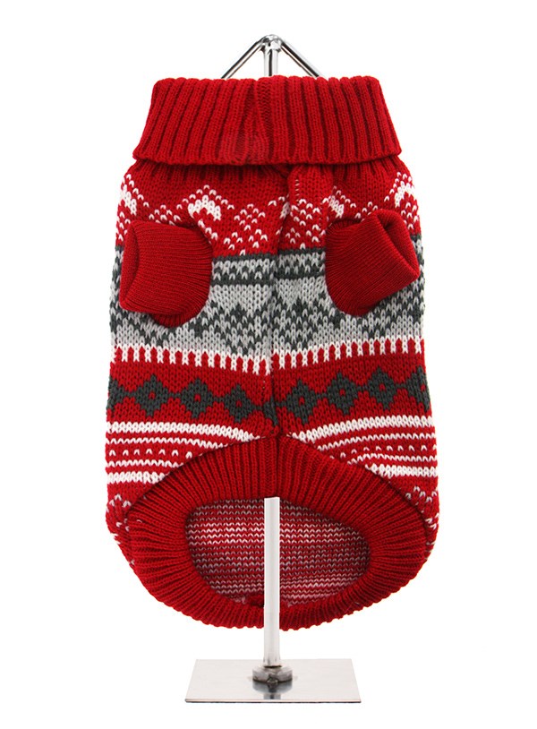 Red Fair Isle Vintage Sweater - Strikket Hundegenser