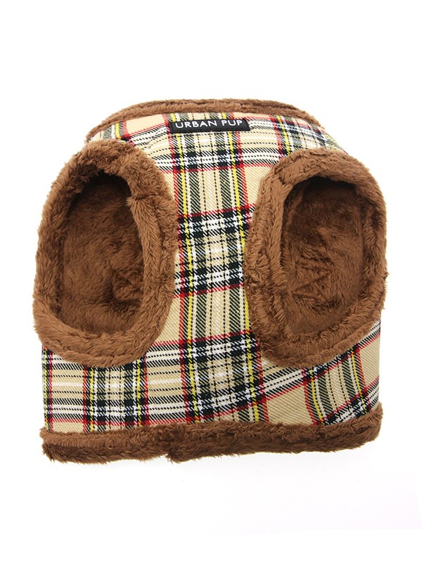Luxury Fur Lined Brown Tartan - Hundesele