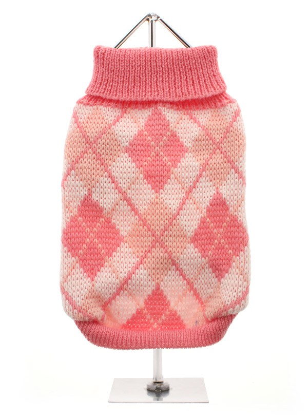 Pink Argyle - Strikket Hundegenser