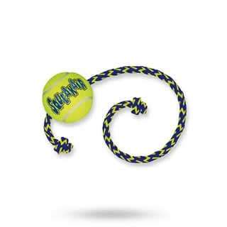 Kong Airdog Squeakair Tennis Ball With Rope - 7cm