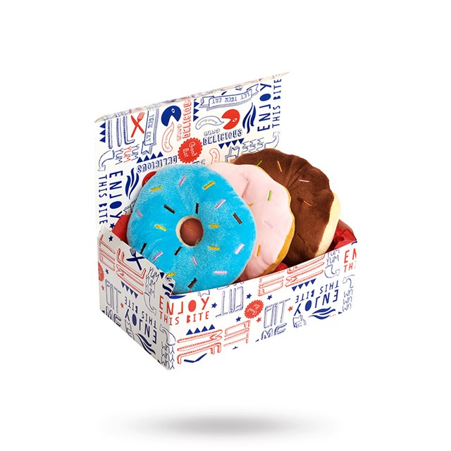 Box of Donuts 3 x Plush & Squeaky Hundeleke