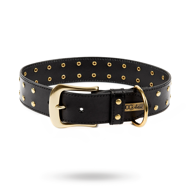 Rivet Brown - Lær Hundehalsbånd