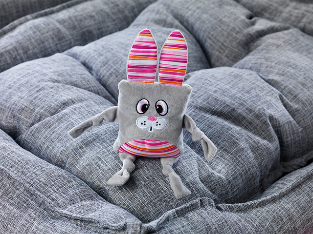 Dogman Rabbe Plutt Grå - Hundeleke med pip