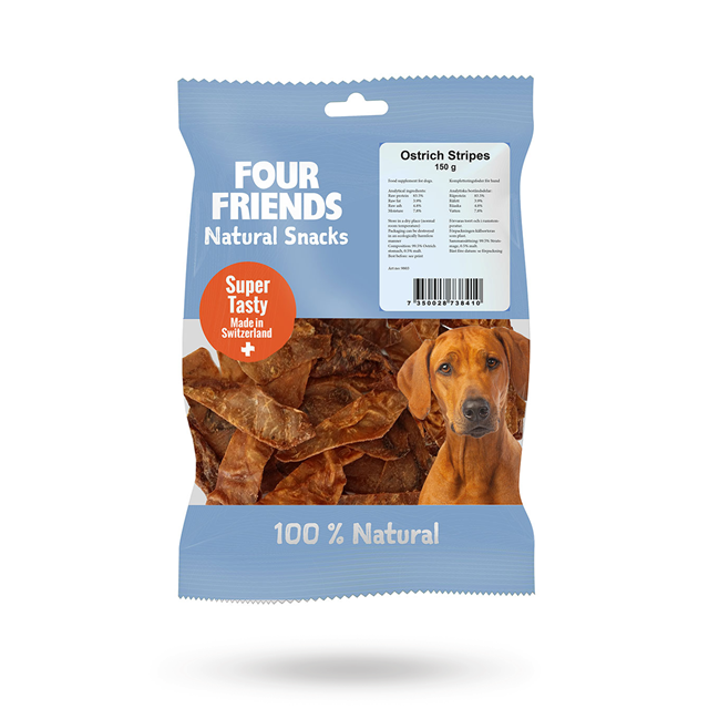 FourFriends Natural Snacks Ostrich Stripes 150g