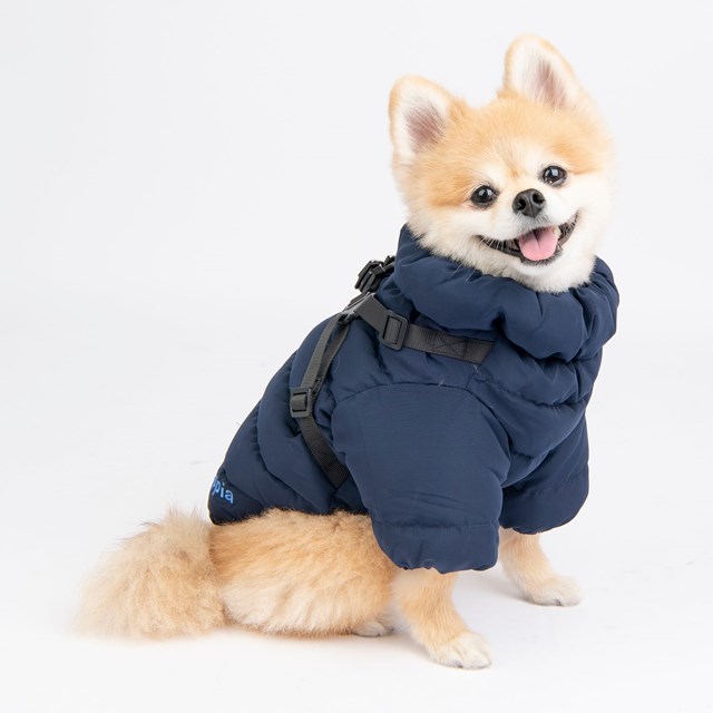 Soft Jumper Navy Hundedekken Med Integrert Sele