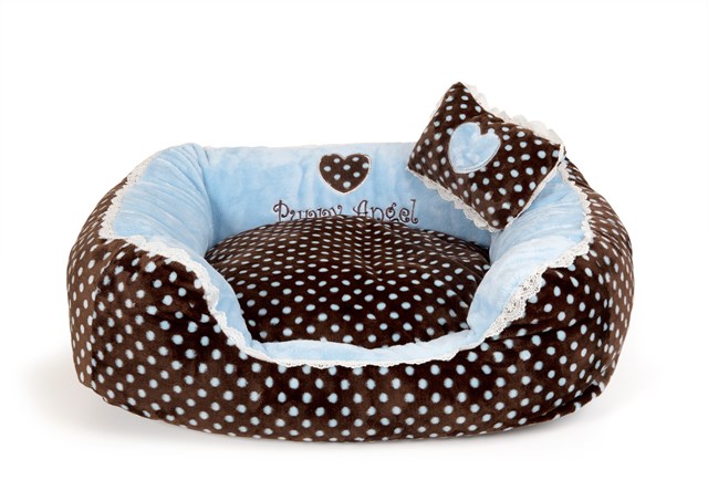 Soft Velour Polka Dimple Bed - Blue