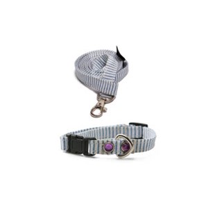 Original Stripete Halsbånd + Kobbel Blå