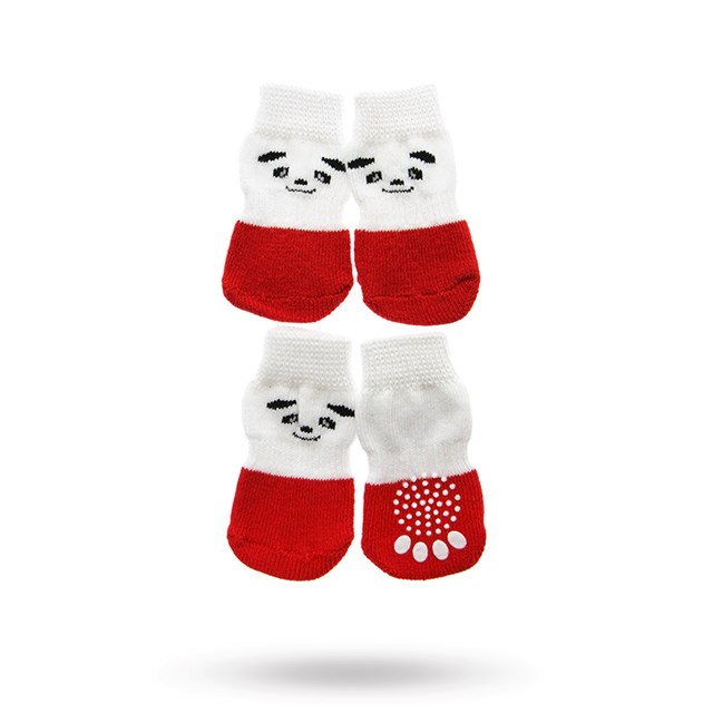 Rød/Hvit - Hundesokker med antiskli
