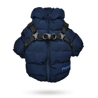 Soft Jumper Navy Hundedekken Med Integrert Sele