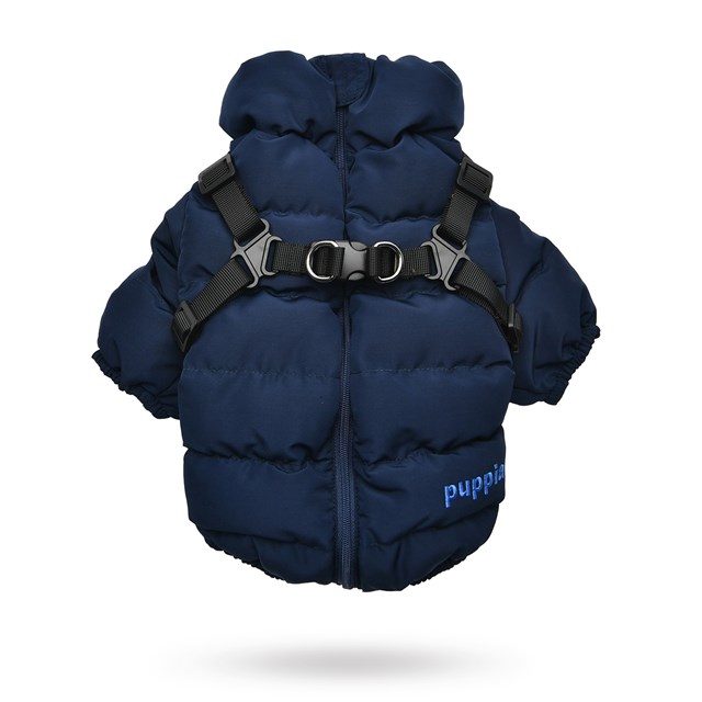 Soft Jumper Navy Hundedekken Med Integrert Sele