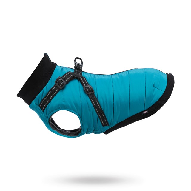 Pontis Dog Coat with integrated harness - Aqua