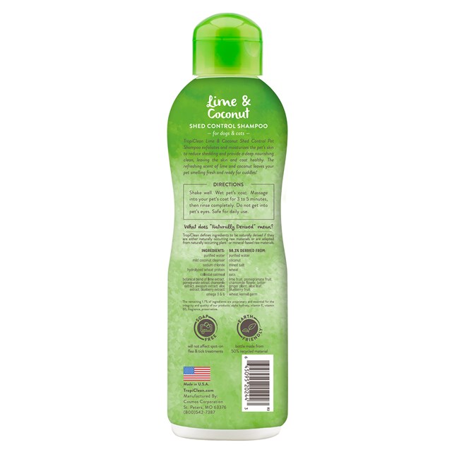 TropiClean Sjampo Shed Control Lime Coconut 355ml
