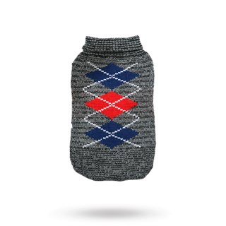 Charcoal Grey / Red Argyle Sweater
