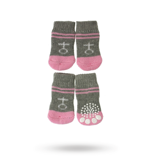 Venus Grey/pink - Hundesokker Med Antiskli