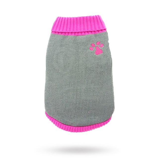 Pink Paw Sweater - Strikket Hundegenser