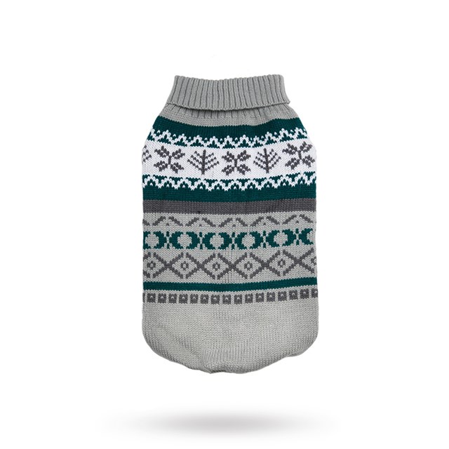 Grey Fair Isle Vintage Sweater - Strikket Hundegenser