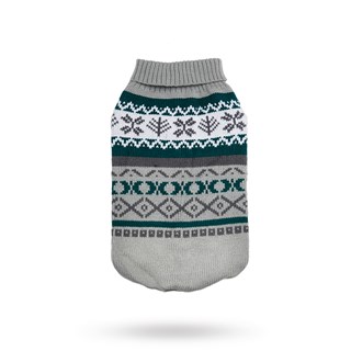 Grey Fair Isle Vintage Sweater - Strikket Hundegenser