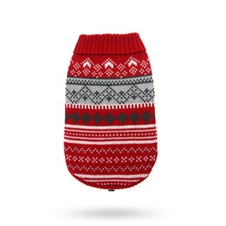 Red Fair Isle Vintage Sweater - Strikket Hundegenser