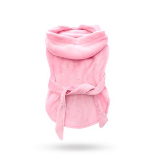 Pink Plush & Fluffy Terry - Hundebadekåpe