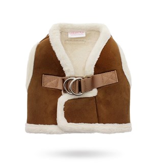 Luxury Brown & Cream Faux Shearling Hundesele